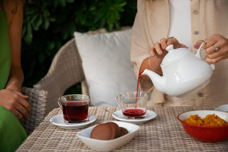 Pouring artisan chai tea